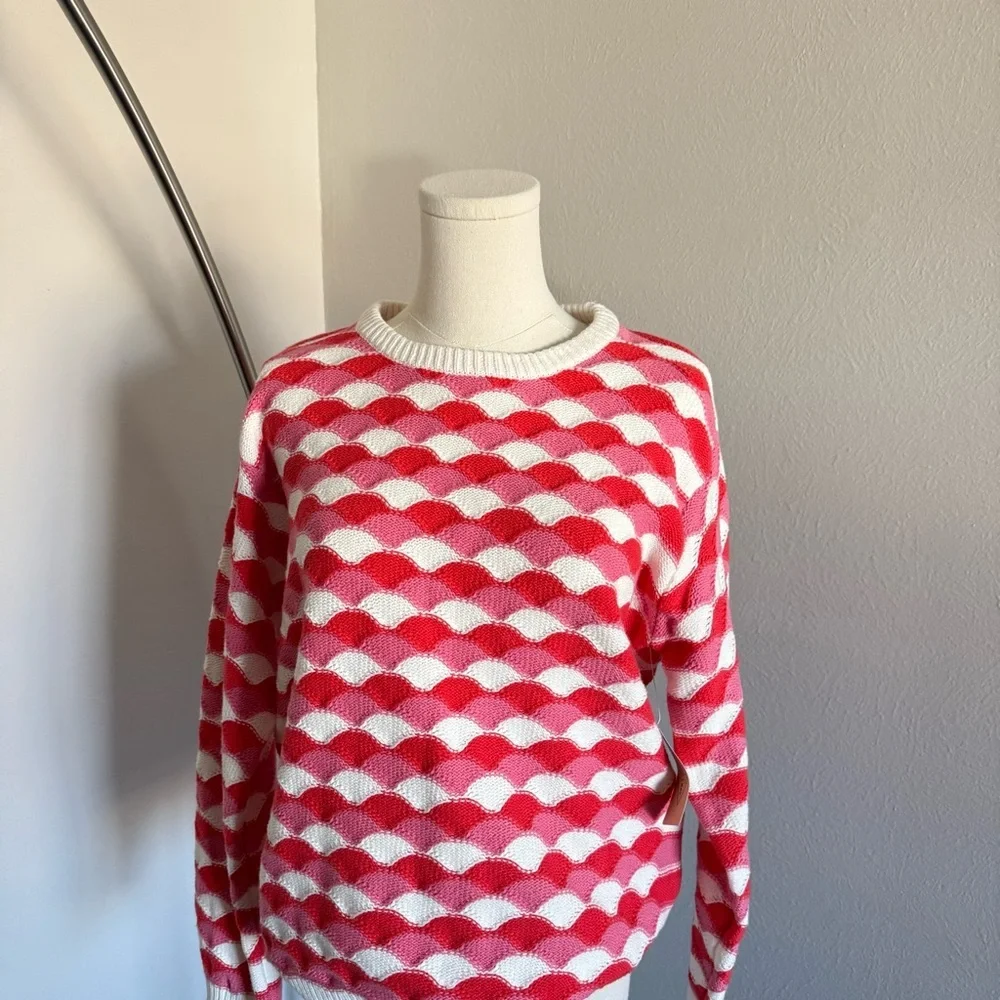 St John’s Bay NWT Red & Pink Knit Sweater Pullover Women’s Size Large - Picture 5 of 9